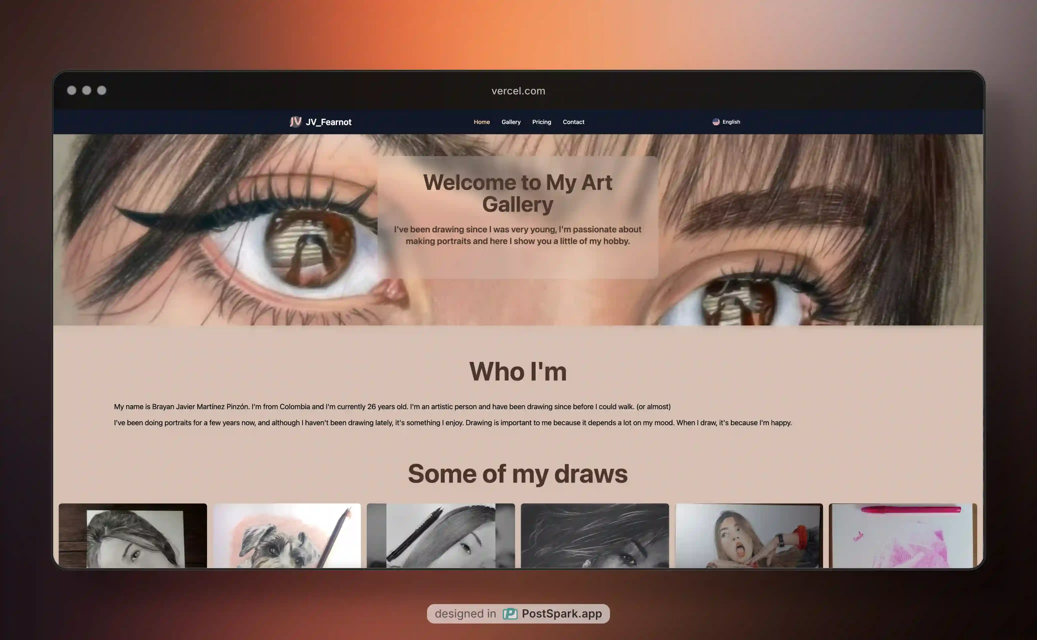 Screenshot of JV's Art Gallery